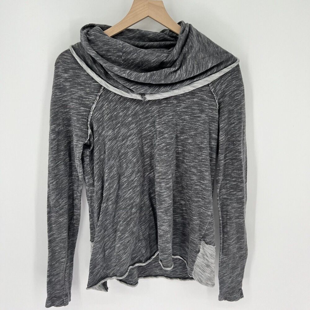 FP Free People Beach Cocoon Cowl Neck Pullover Tunic Top Charcoal One Body